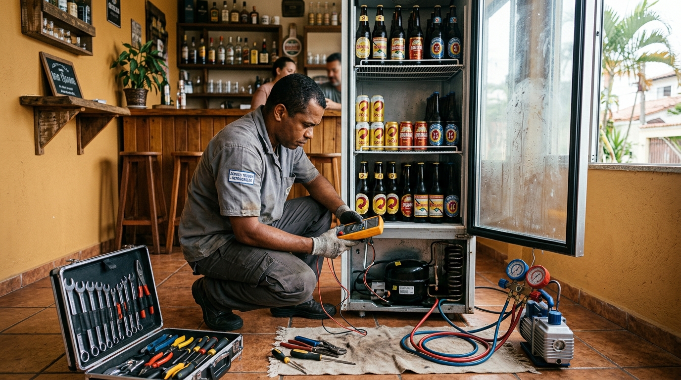 Substituição do termostato de uma cervejeira em Franca‑SP
